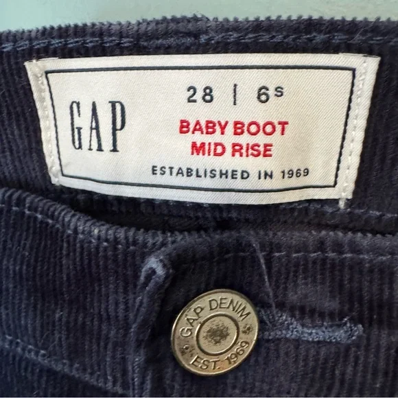 GAP Baby Boot Mid Rise Navy Blue Corduroy Pants. Women’s 28 or 6S - Picture 3 of 11